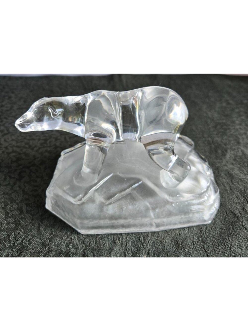 Vintage 1980s 24% Cristal D'Arques France Lead Crystal Polar Bear On Iceberg